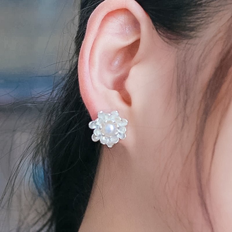 Pearl Lotus - Stud Earrings