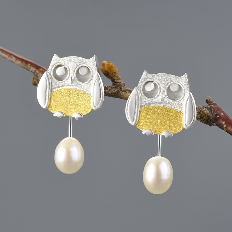 Pearl Owls - Stud Earrings