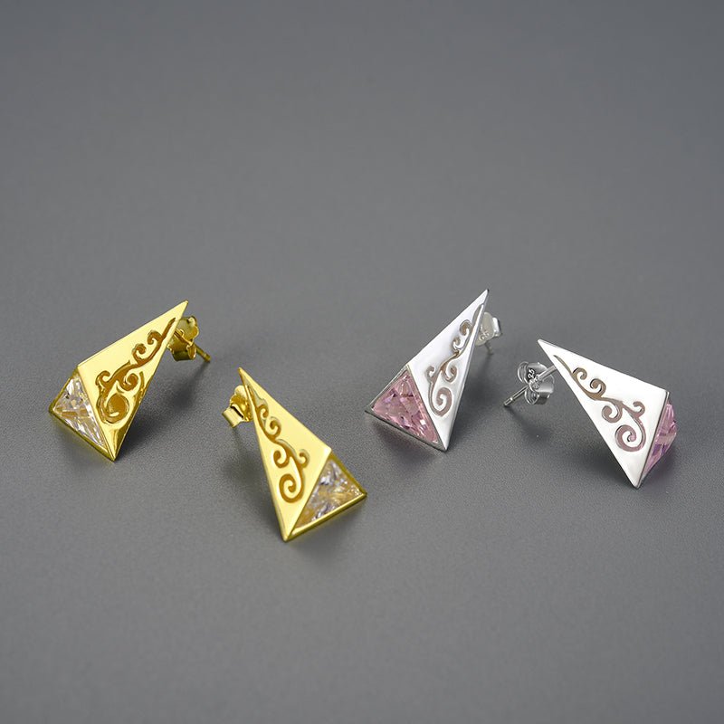 Zircon Pyramid - Stud Earrings