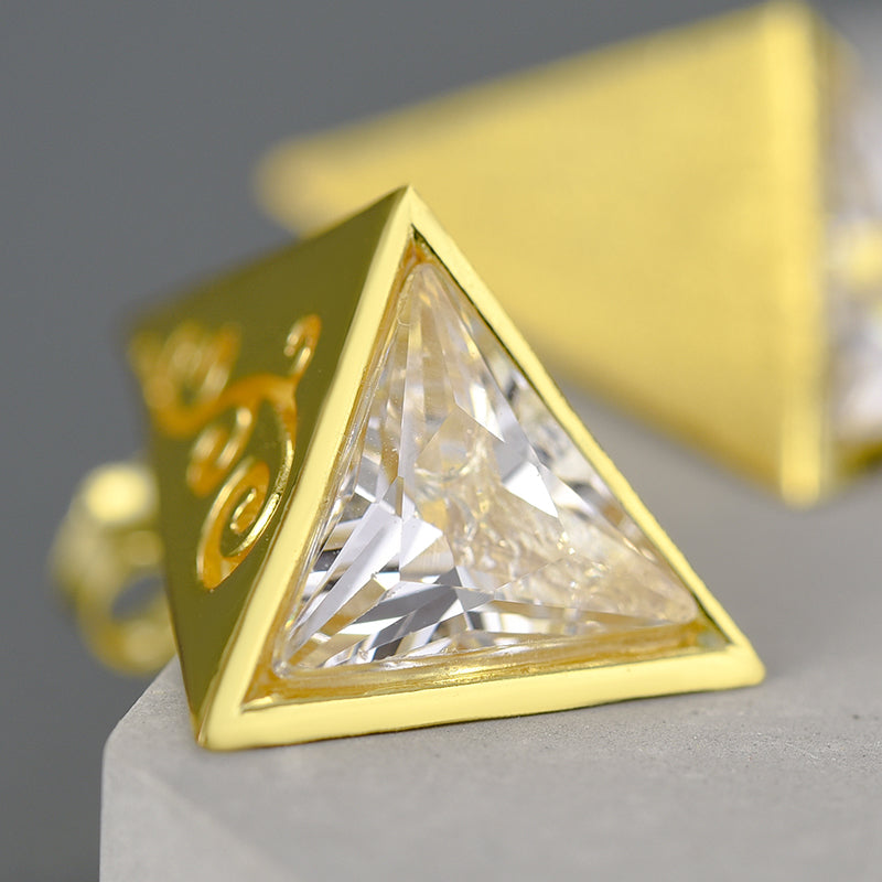 Zircon Pyramid - Stud Earrings