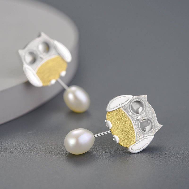 Pearl Owls - Stud Earrings