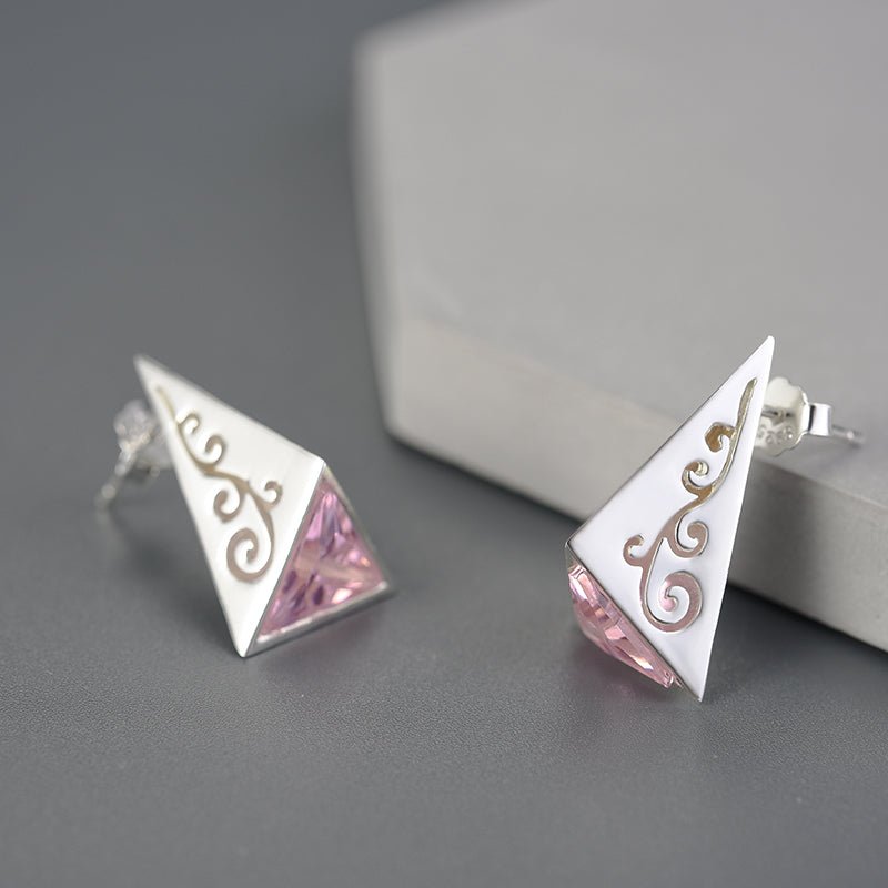 Zircon Pyramid - Stud Earrings