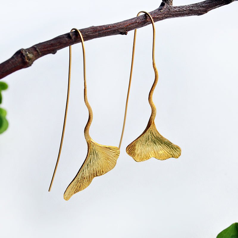 Ginkgo Leaf - Dangle Earrings - MetalVoque