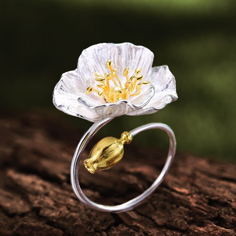 Blooming Poppies - Adjustable Ring - MetalVoque