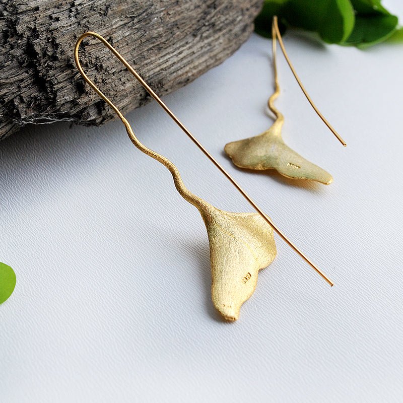 Ginkgo Leaf - Dangle Earrings - MetalVoque