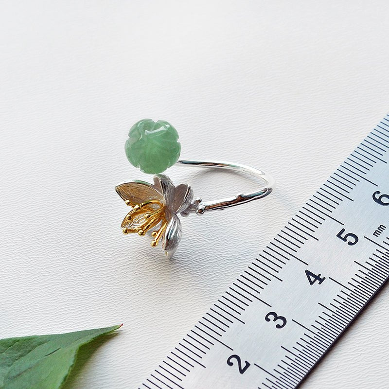 Whispering Lotus - Adjustable Ring - MetalVoque