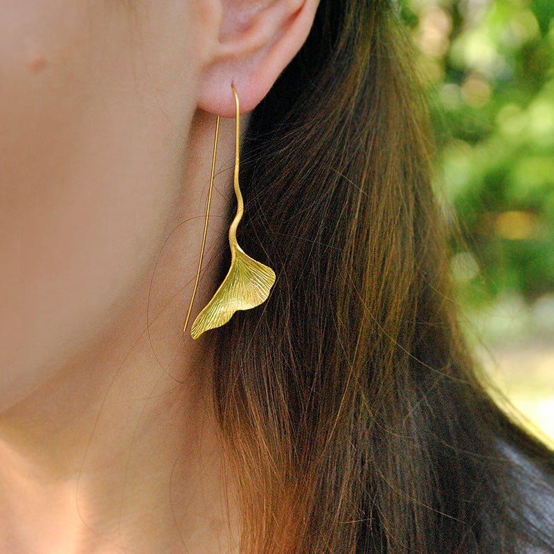 Ginkgo Leaf - Dangle Earrings - MetalVoque