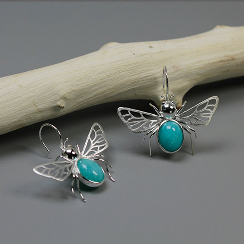 Amazonite Honeybee - Dangle Earrings | NEW - MetalVoque