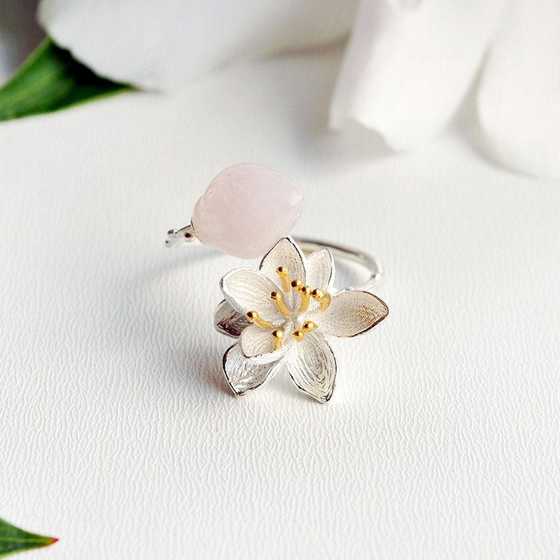 Whispering Lotus - Adjustable Ring - MetalVoque