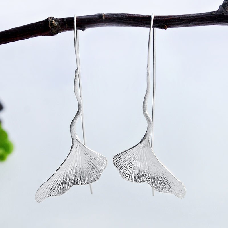 Ginkgo Leaf - Dangle Earrings - MetalVoque