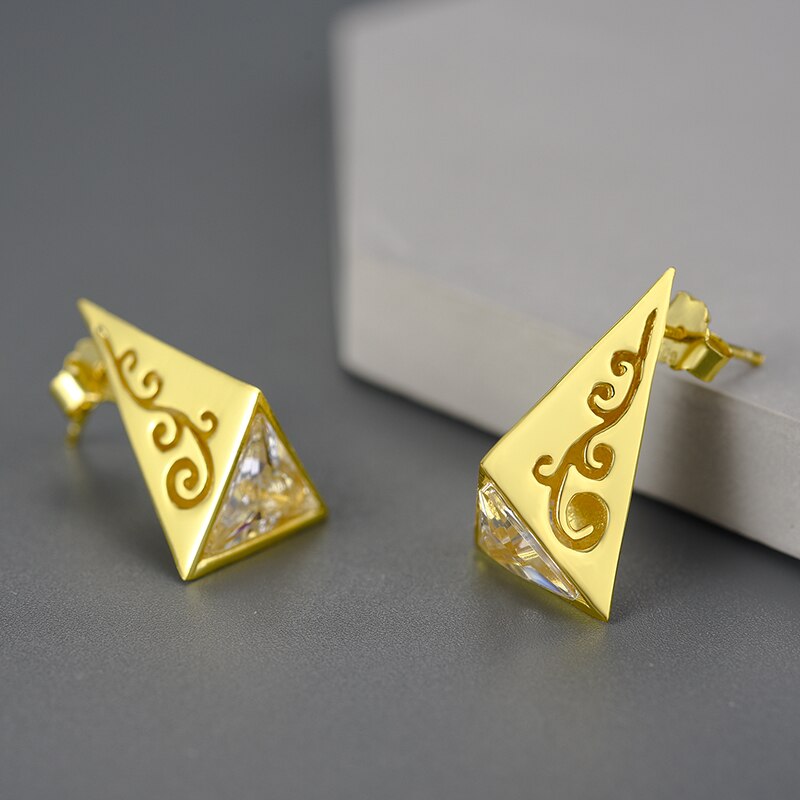 Zircon Pyramid - Stud Earrings