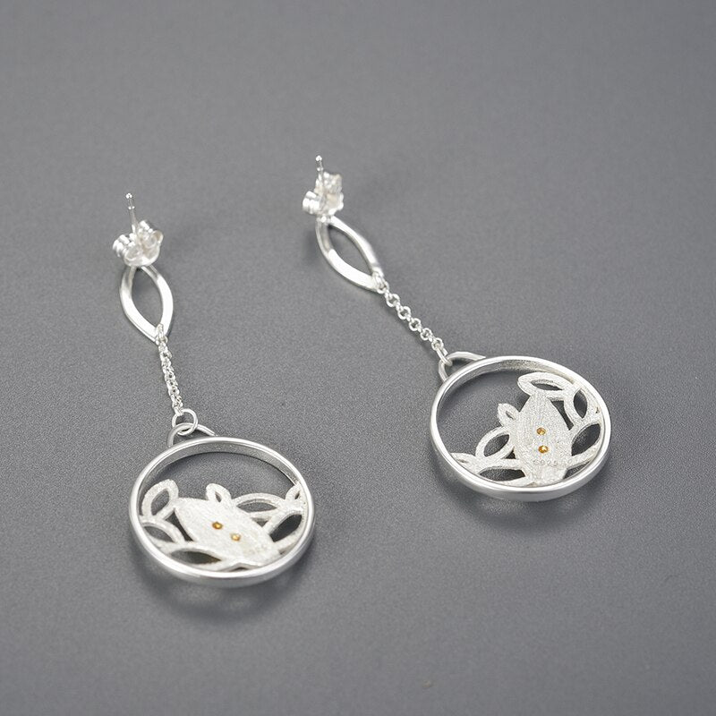 Lotus Ladybug - Dangle Earrings