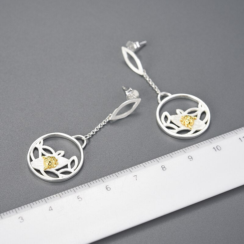 Lotus Ladybug - Dangle Earrings