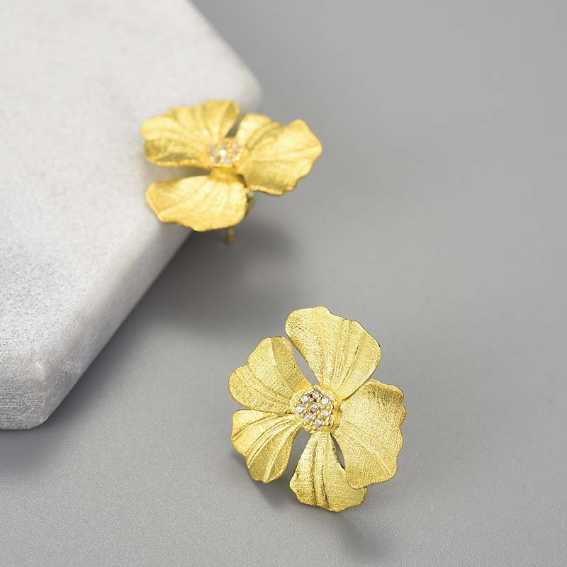 Zircon Peony - Stud Earrings