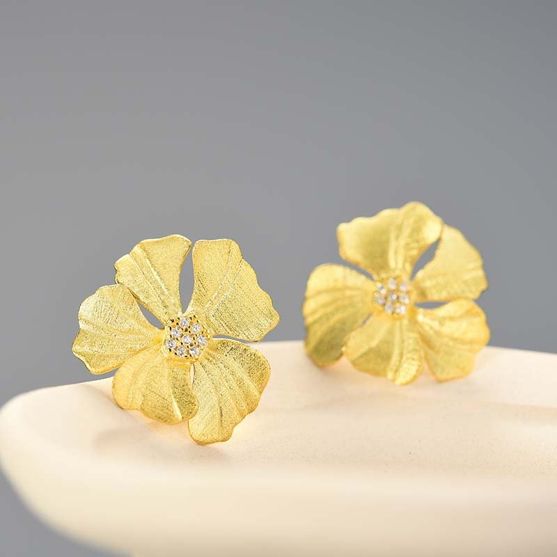 Zircon Peony - Stud Earrings