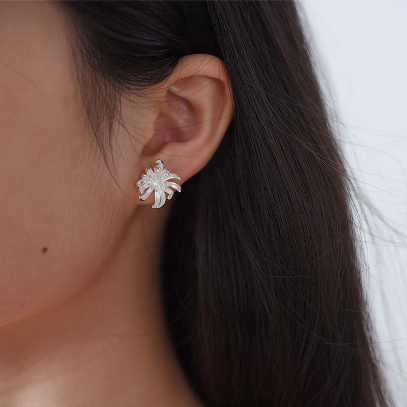 Chrysanthemum Flower - Stud Earrings