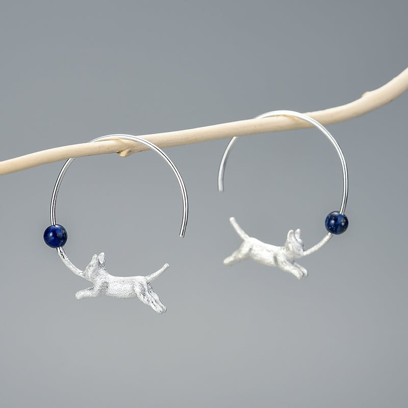 Playing Cat - Hoop Earrings