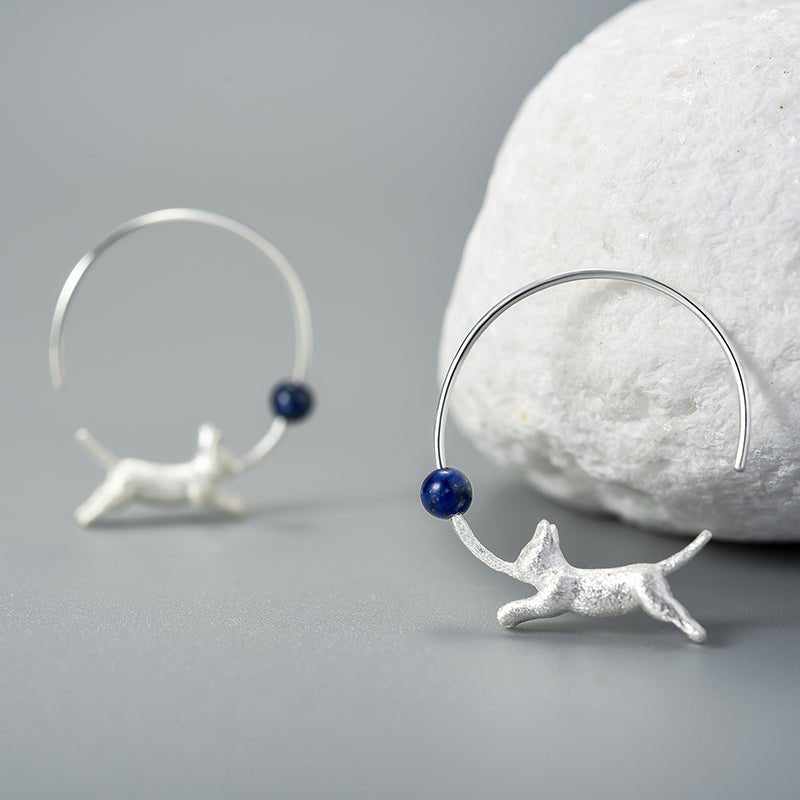 Playing Cat - Hoop Earrings