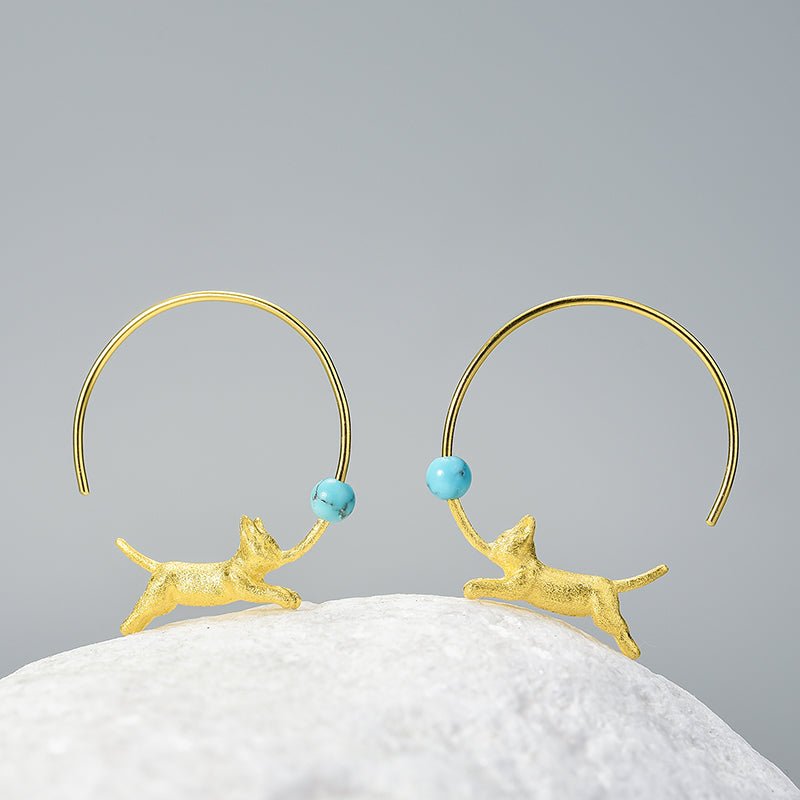 Playing Cat - Hoop Earrings