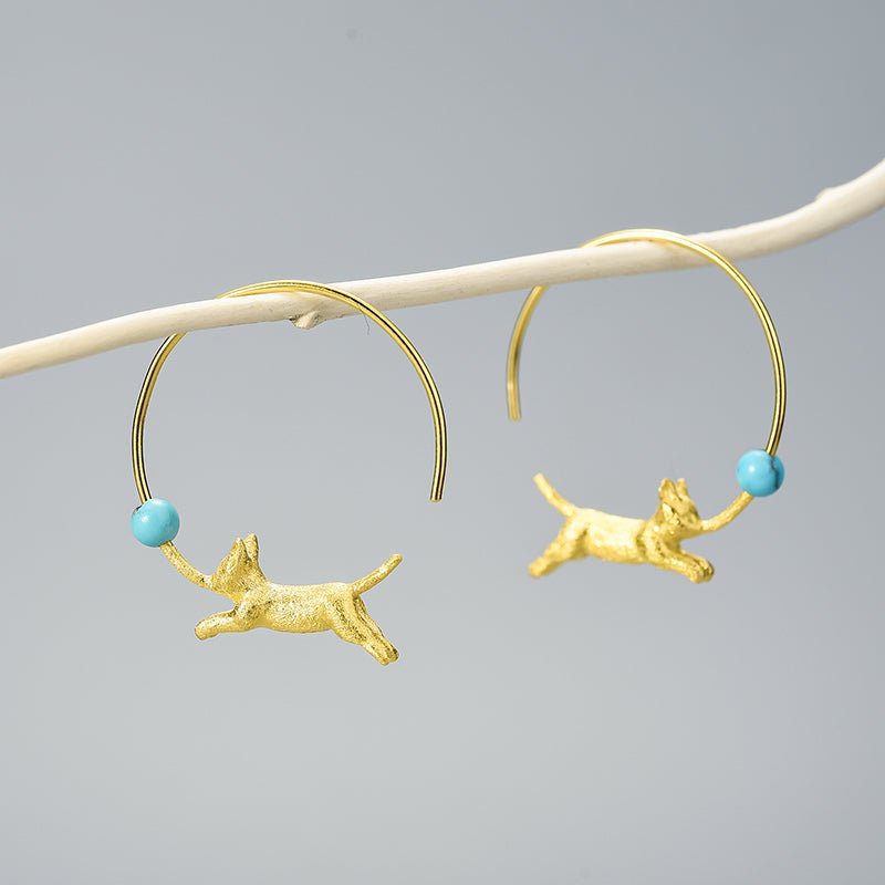 Playing Cat - Hoop Earrings