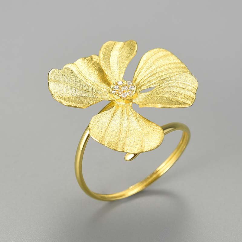 Zircon Peony - Adjustable Ring