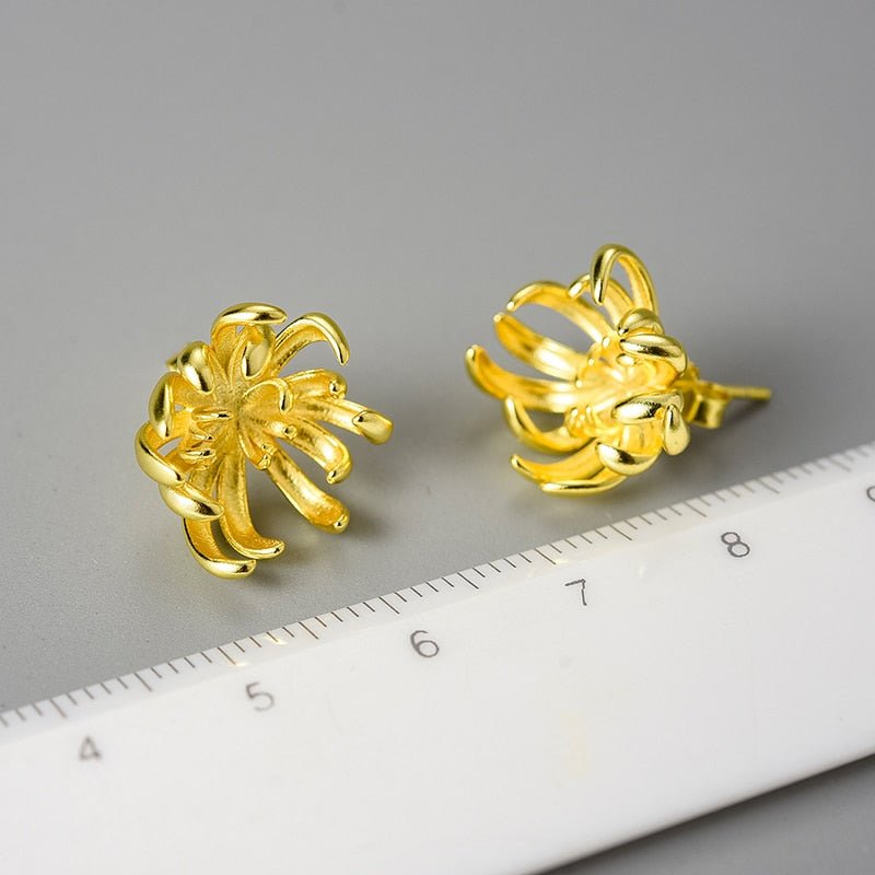 Chrysanthemum Flower - Stud Earrings