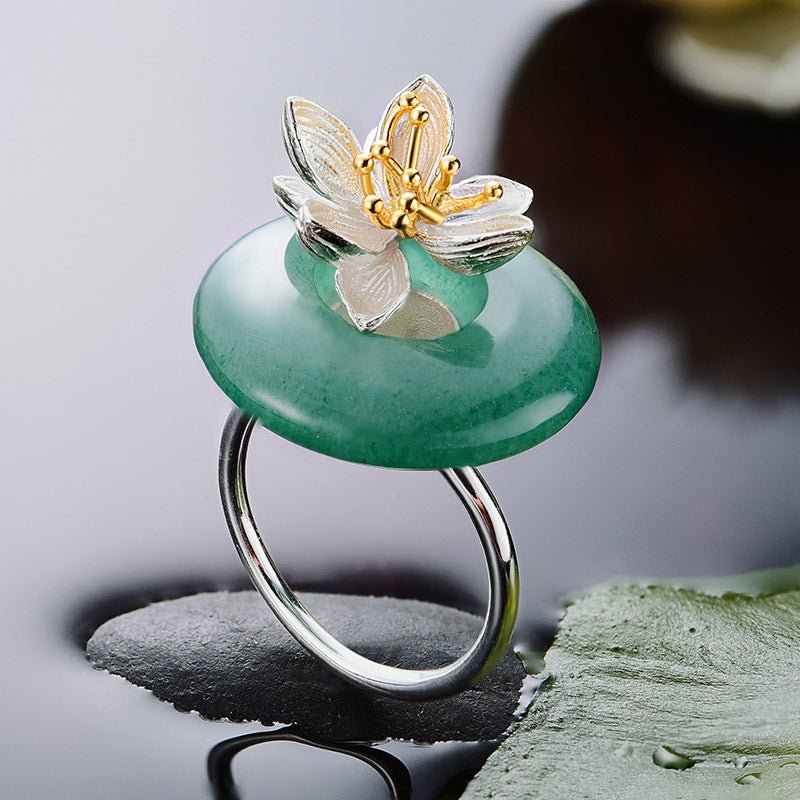 Whispering Lotus - Adjustable Ring - MetalVoque