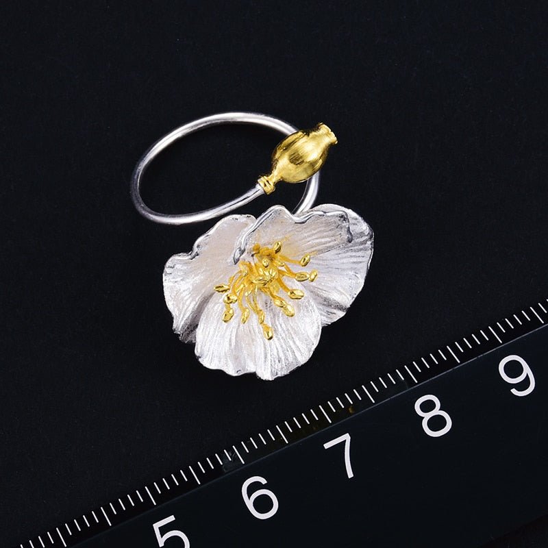 Blooming Poppies - Adjustable Ring - MetalVoque