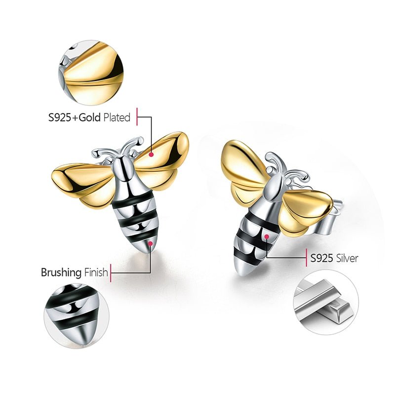 Lovely Honey Bee - Stud Earrings - MetalVoque