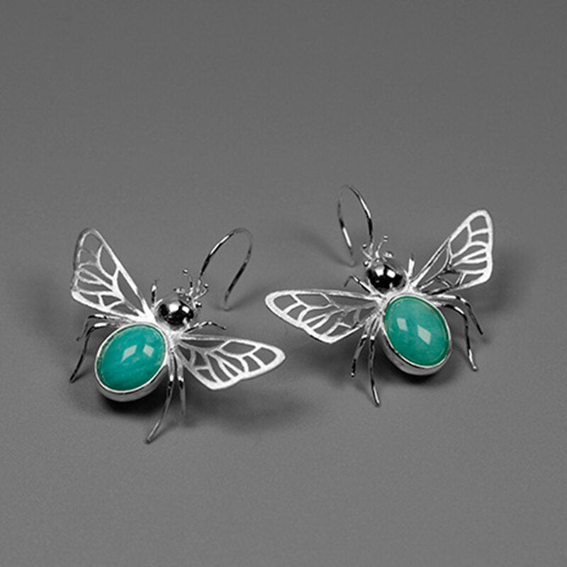 Amazonite Honeybee - Dangle Earrings | NEW - MetalVoque