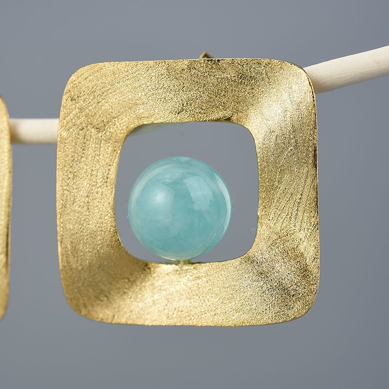 Amazonite Squares - Stud Earrings