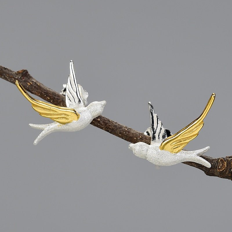 Flying Swallow - Stud Earrings | NEW - MetalVoque