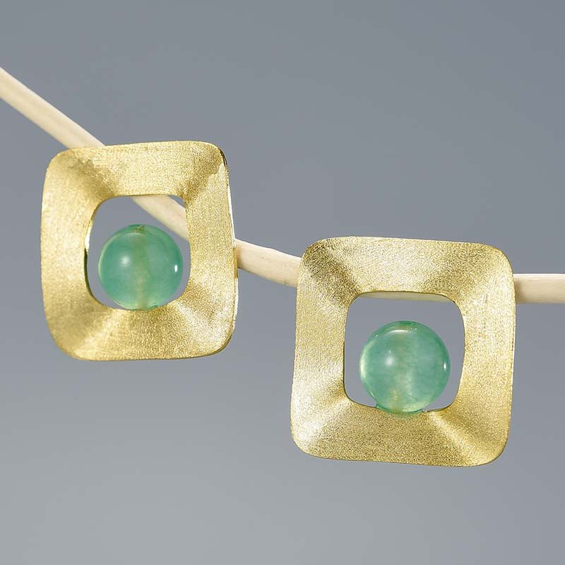 Amazonite Squares - Stud Earrings