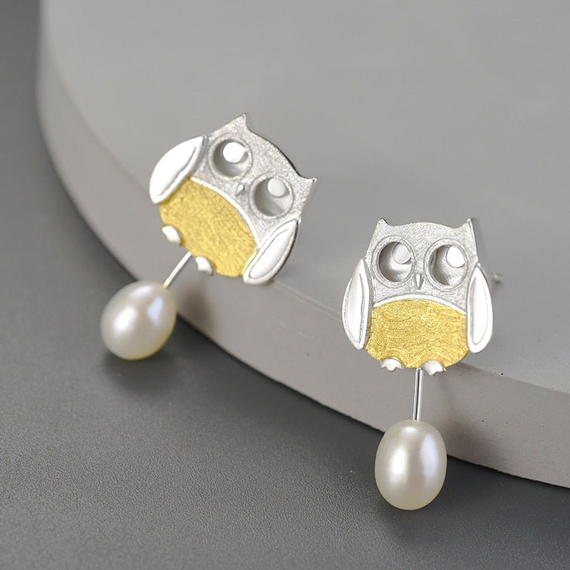 Pearl Owls - Stud Earrings