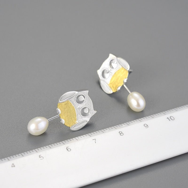 Pearl Owls - Stud Earrings