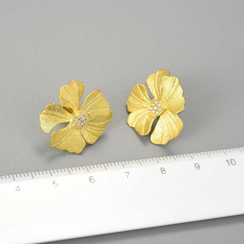 Zircon Peony - Stud Earrings