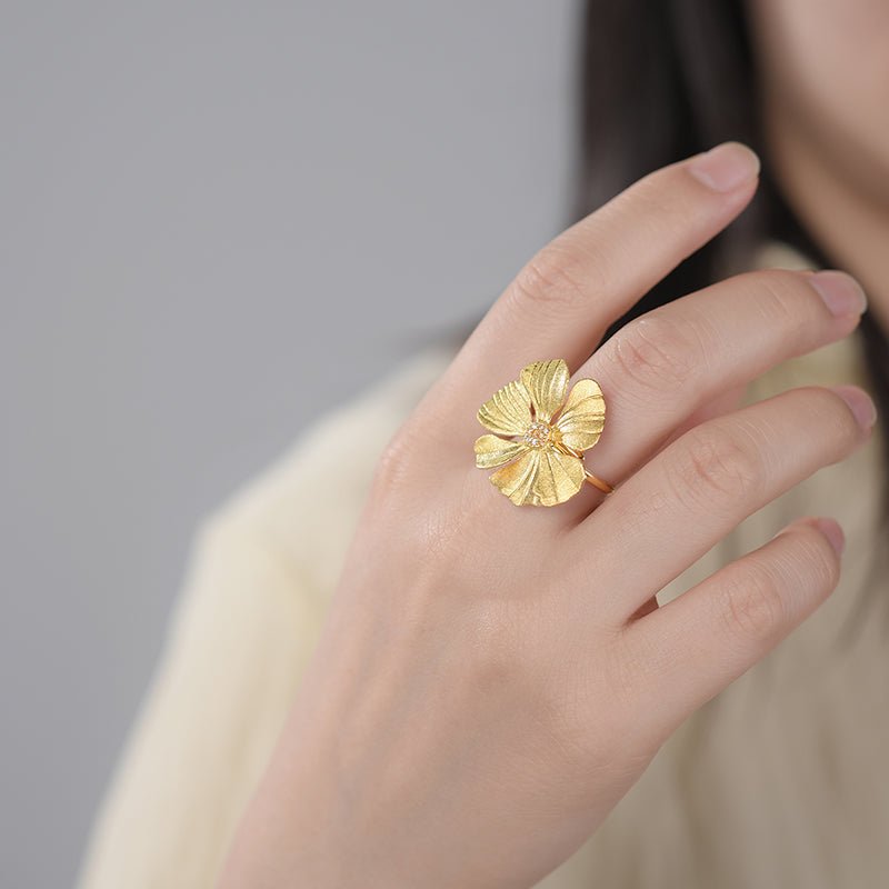 Zircon Peony - Adjustable Ring